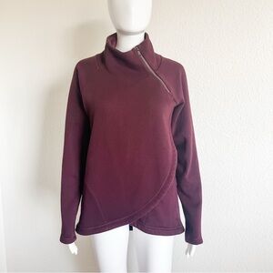 Athleta XS Cozy Karma Asymmetrical Fleece Lined Pullover Burgundy